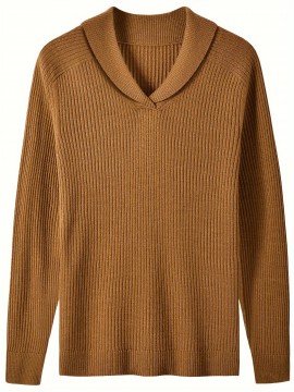 Vintage Men's Shawl Collar Sweater Casual Loose Knit Pullover