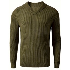 Vintage Men's Shawl Collar Sweater Casual Loose Knit Pullover