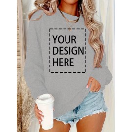 Men's Custom Sweater Personalized with Your Own Logo/Text/Design - Loose Fit Crew Neck Pullover, Machine Washable Winter Sweater for Weddings, Parties, Team Uniforms & Corporate Branding - Custom Logo Sweater for Events & Team Apparel (Men), PLUS