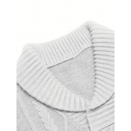 Men'S Shawl Collar Sweaters V-Neck Relaxed Fit Cable Pullovers, Plus Size