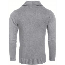 Men'S Shawl Collar Sweaters V-Neck Relaxed Fit Cable Pullovers, Plus Size