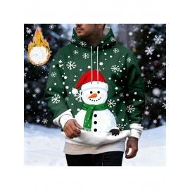 Fleece-Lined Winter Holiday Hooded Sweatshirt - Warm Cozy Pullover Hoodie with Soft, Casual Round Neck Sweater for Christmas, New Year's & Outdoor Activities, Machine Washable (Regular Fit), PLUS SIZE