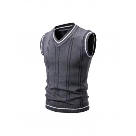 Men'S Heavyweight Sweater - Solid Burgundy Round Neck Pullover with Piping Trim, Regular Fit Winter Warmth, Casual & Formal Wear, Durable Easy-Care Sweater for Fall and Winter Layering (Coat-Compatible Hanging Hooks Included) - Versatile Everyday &