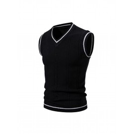 Men'S Heavyweight Sweater - Solid Burgundy Round Neck Pullover with Piping Trim, Regular Fit Winter Warmth, Casual & Formal Wear, Durable Easy-Care Sweater for Fall and Winter Layering (Coat-Compatible Hanging Hooks Included) - Versatile Everyday &