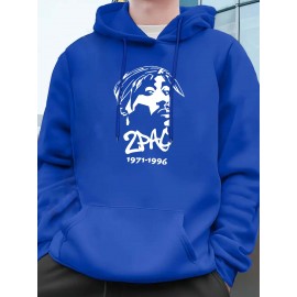 Men'S Tupac Graphic Hooded Sweatshirt - 1996 Iconic Album Design, Loose Fit Casual Sports Pullover with Round Neck, Long Sleeve Letter Print Hoodie for Outdoor & Casual Attire (Green, 1996-Tribute), Plus Size