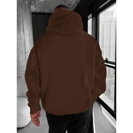 Men'S Oversized Fleece-Lined Hooded Sweatshirt with Surf & Beach Graphic Print - 100% Micro-Elastic Knit, Kangaroo Pocket, Surfing Surf Co. Design, Surfing-Themed Casual Pullover for Surfing, Beachwear & Everyday Comfort (Large Size) - Ideal Gift fo