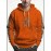 Men'S Plus Size Stretch Polyester Blend Hoodie - 3D Deer Pattern Bright Orange, Kangaroo Pocket Long Sleeve Pullover Suitable for Autumn and Winter, Machine Washable Casual Sportswear, Bold Animal Print, Comfortable Fit, Plus Size