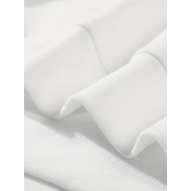 Men'S Loose Fit Sweatshirt - White Pullover with Minimalist Graphic, Soft Polyester Long Sleeve Shirt for Everyday & Formal Wear, Machine Washable Winter Sweater for Men, Sweater, Casual Wear, Korean Fashion, Durable Construction, Printed Top, Streetwear Lovers, PLUS SIZE