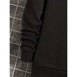 Men'S Loose Fit Sweatshirt - White Pullover with Minimalist Graphic, Soft Polyester Long Sleeve Shirt for Everyday & Formal Wear, Machine Washable Winter Sweater for Men, Sweater, Casual Wear, Korean Fashion, Durable Construction, Printed Top, Streetwear Lovers, PLUS SIZE