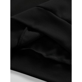 Men's Bird Logo Print Crew Neck Sweatshirt - White Bird Logo on Dark Blue, Casual Long Sleeve Pullover, Minimalist Sweater for Gym, Office & Casual Attire, Versatile Sportswear & Smart-Casual Outfit Essential, PLUS SIZE