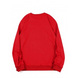 Men's Christmas Tree Print Sweatshirt - Long Sleeve Crew Neck Casual Pullover with Merry Christmas Lettering & Snowflake Design, Purple Red/Green Holiday Sweater for Spring/Autumn, Festive Winter Party Outfit, PLUS SIZE