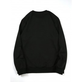 Men's Christmas Tree Print Sweatshirt - Long Sleeve Crew Neck Casual Pullover with Merry Christmas Lettering & Snowflake Design, Purple Red/Green Holiday Sweater for Spring/Autumn, Festive Winter Party Outfit, PLUS SIZE