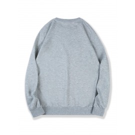 Men's Christmas Tree Print Sweatshirt - Long Sleeve Crew Neck Casual Pullover with Merry Christmas Lettering & Snowflake Design, Purple Red/Green Holiday Sweater for Spring/Autumn, Festive Winter Party Outfit, PLUS SIZE