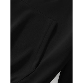 Men's New York Letter Print Hoodie & Matching Sweatsuit Set - Oversized Plus Size Winter Warmth, Distressed NYC Skyline Print Hooded Jacket & Pants, Machine Washable Casual Sportswear, Loose Fit Layered Outfit (New York Themed Apparel), PLUS SIZE