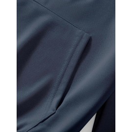 Men's New York Letter Print Hoodie & Matching Sweatsuit Set - Oversized Plus Size Winter Warmth, Distressed NYC Skyline Print Hooded Jacket & Pants, Machine Washable Casual Sportswear, Loose Fit Layered Outfit (New York Themed Apparel), PLUS SIZE