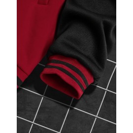 Men's Large Size Baseball Jacket A-69 Letter Print (A for Alpha, 69 for Number 6 & 9) - Plus Size Outerwear with Snap Closure & Pockets, Machine-Washable Polyester Spring/Fall Winter Casual Wear - Christmas Gift for Big & Tall Men, PLUS SIZE