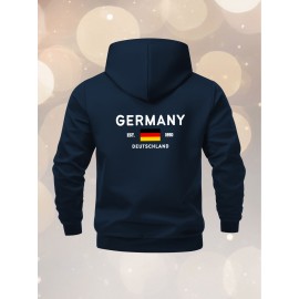 Men'S Plus Size Hooded Jacket - Navy Blue with Germany Deutschland Text, Zip-Up Front Closure, All-Season Casual Coat for Everyday & Formal Events, Lightweight Outerwear (Size Larger than Regular Fit), Versatile Layering, Modern Menswear, Durable Fabric, Stylish Coat, Urban Style, Layering Piece, Trendy Menswear, Highquality Stitching, Big And Tall Men, PLUS SIZE, Seasonal Fashion, Plus Size Men, ' Fashion Classy jacket, formal jacket men plus size talllageHeavy Jacket warmer mens
