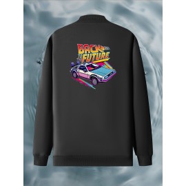 Men's Plus Size Casual Fashion Print Pocket Jacket, PLUS SIZE, Everyday Jacket, Lightweight Cover-Up, Plus Size Jacket, Random Print Design, Easy Care Fabric, Usage Scenario/Occ, Big And Tall Men