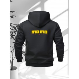 Men'S Plus Size Casual Hooded Jacket - Black with Orange 