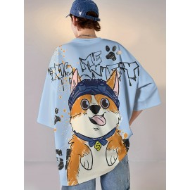 [Couple Set Dog Corgi T-shirt] Large Size Couple Set Adorable Dog Corgi PLUS SIZE Loose and Comfortable Summer Short Sleeve T-shirt