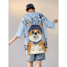 [Couple Set Dog Corgi T-shirt] Large Size Couple Set Adorable Dog Corgi PLUS SIZE Loose and Comfortable Summer Short Sleeve T-shirt