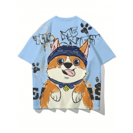 [Couple Set Dog Corgi T-shirt] Large Size Couple Set Adorable Dog Corgi PLUS SIZE Loose and Comfortable Summer Short Sleeve T-shirt