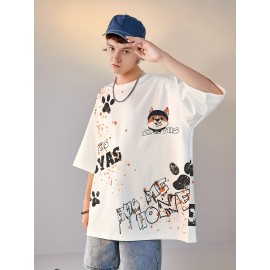 [Couple Set Dog Corgi T-shirt] Large Size Couple Set Adorable Dog Corgi PLUS SIZE Loose and Comfortable Summer Short Sleeve T-shirt