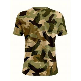 4pcs Men'S Camo Tactical T-Shirts - Breathable Polyester, Crew Neck, Short Sleeve, Casual Sports Knit Fabric, Slight Stretch, Regular Fit for Spring/Summer Outdoor Activities, PLUS SIZE