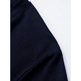 [Soft Plus Size T-Shirts] 4pcs Men's Plus Size Long Sleeve T-Shirt Set - Soft & Comfortable, 95% Polyester 5% Spandex, Solid Color, Round Neck, Casual Style, Perfect for Fall, Daily Wear