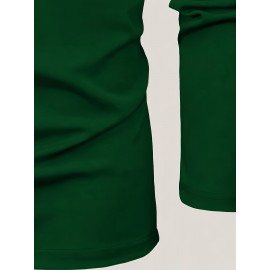 [Soft Plus Size T-Shirts] 4pcs Men's Plus Size Long Sleeve T-Shirt Set - Soft & Comfortable, 95% Polyester 5% Spandex, Solid Color, Round Neck, Casual Style, Perfect for Fall, Daily Wear