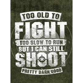 Men's Bold Graphic T-Shirt - Funny Shooting Sports Saying Back Print - Dark Olive Green Crew Neck Tee - Stretch Fabric Casual Shirt for Everyday & Weekend Outfits - Machine Washable Adult Sizes, Relaxed Style, Statement Design, Comfortable Fit, Short Sleeve Top, Humor Lovers, PLUS SIZE