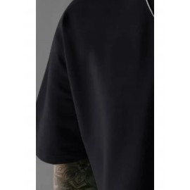 Men's Gothic Skull & Rose T-Shirt with Back Print - Oversized Streetwear Fit, Bold 