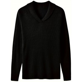 Vintage Men's Shawl Collar Sweater Casual Loose Knit Pullover