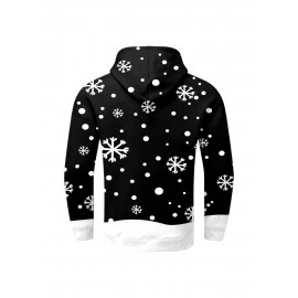 Fleece-Lined Winter Holiday Hooded Sweatshirt - Warm Cozy Pullover Hoodie with Soft, Casual Round Neck Sweater for Christmas, New Year's & Outdoor Activities, Machine Washable (Regular Fit), PLUS SIZE