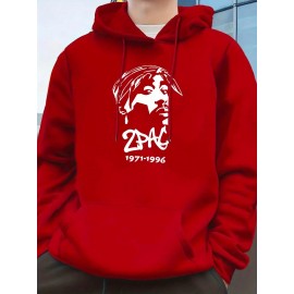 Men'S Tupac Graphic Hooded Sweatshirt - 1996 Iconic Album Design, Loose Fit Casual Sports Pullover with Round Neck, Long Sleeve Letter Print Hoodie for Outdoor & Casual Attire (Green, 1996-Tribute), Plus Size