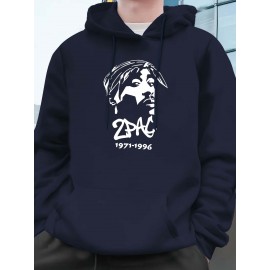 Men'S Tupac Graphic Hooded Sweatshirt - 1996 Iconic Album Design, Loose Fit Casual Sports Pullover with Round Neck, Long Sleeve Letter Print Hoodie for Outdoor & Casual Attire (Green, 1996-Tribute), Plus Size