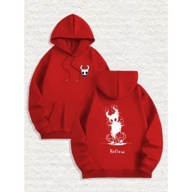 Men'S Gothic Anime Hoodie - Hollow Character Graphic Pullover Sweatshirt, Loose Fit Hooded Sweater with Front Pocket for Cosplay, Casual Attire - Machine Washable Long Sleeve Anime Apparel (Black/White) - All-Season Casual Outfit for Anime Fans